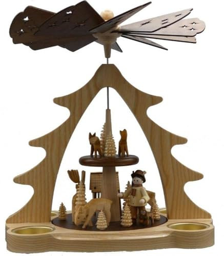 Rudolphs Skattkista, värmeljuspyramid, skogsarbetare, höjd 28 cm, ny julpyramid, skogsarbetare, träpyramid