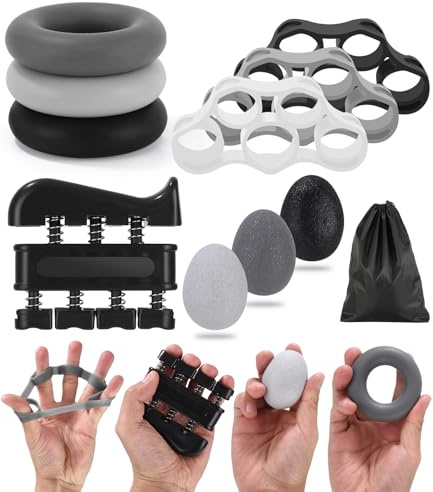 10 Piezas Fortalecedor de Agarre de Mano,Ejercitador de Manos,Aumentar la Flexibilidad y la Fuerza de los Dedos, Adecuado para Tocar el Piano, la Guitarra, la Escalada en Roca y el Fitness