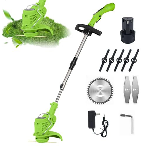 21 V Corte de borde inalámbrico con batería desbrozadora eléctrica Césped y tierras agrícolas, DIY jardín (sin batería, sistema de 21 V, diámetro de corte: 15 Cm) (1 batería)