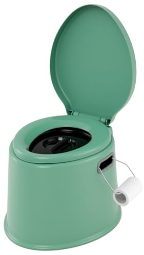 COSTWAY Toilette Portatile WC Chimico, WC da Viaggio Leggero con Secchio Interno Rimovibile,Water Portatile per Adulti e Anziani con Portarotolo, Supporto Carico 200 KG, 41 x 49 x 34 cm (Verde)