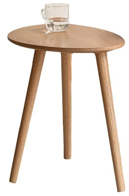 YESWOOD Massivholz Beistelltisch, Couchtische aus Eiche, Ovaler Beistelltisch mit Naturholzbeinen, Kieselsteinform für Wohnzimmer und Balkon, Sofatisch modern, Natur, 34T x 50B x 45H cm