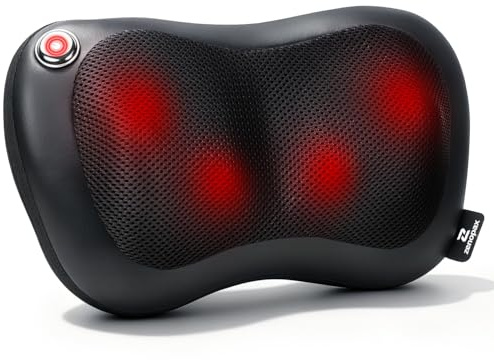 Zenopax Shiatsu Neck and Back Massager with Heat, Cordless Rechargeable Electric Massage Pillow for Muscle Pain Relief, 3D Deep Tissue Kneading, Use at Home, Car, Office, Gifts for Men Women