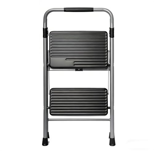2-Step Steel Large Platform & Foldable Step Stool – Holds up to 225 Pounds