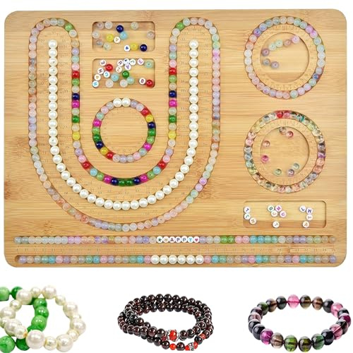 WDEC Pärlbrädor för smyckestillverkning, design pärlbräda, pärlor att göra tillbehör, pärlbrickor mattor för armband halsband smycken, gör-det-själv designplatta, trä gör-det-själv gör-det-själv