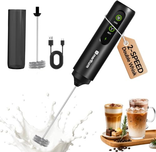 MERTTURM Montalatte Elettrico con 2 Velocità, Frullino Montalatte Portatile con Coperchio Antipolvere Ideale per Viaggi e Campeggio, Schiumalatte per Latte, Matcha, Cioccolata Calda, Caffè Schiumos