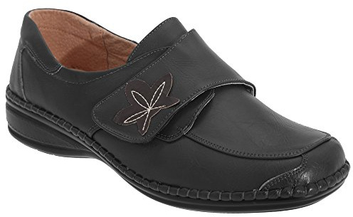Boulevard Wide Fitting Casual Shoes - Touch Fastening, Black, Size 9 UK