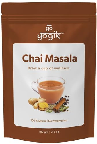 Chai Tea Spice Blend100g(80 cups)- Go-Yogik Rejuvenating Chai Masala Powder for Tea & Coffee | Aromatic & Flavorful |Caffiene Free | Vegan |No Sugar| Ayurveda Backed