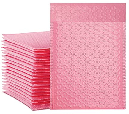 Shoze 50 Pcs Padded Envelopes 13x15cm Self-Adhering Waterproof Bubble Lined Mailer Bags for Shipping Packaging Mailing Gift