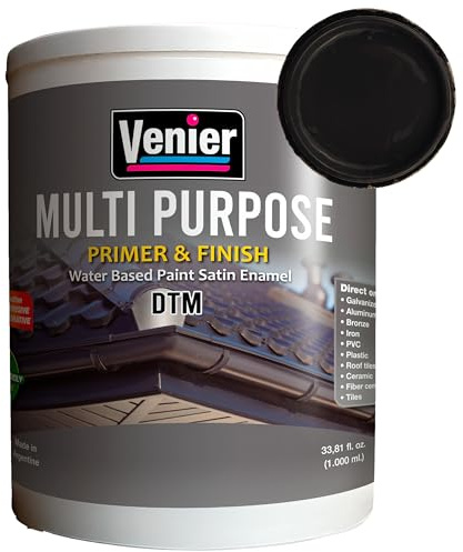 All in One Satin Furniture Paint - 33.81 Fl.Oz. Black - Trim & Cabinet Paint - For Metal, Tiles, PVC, Ceramics