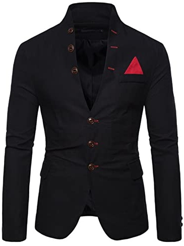 liaddkv Chaqueta de traje para hombre, monocolor, entallada, chaqueta de hombre, chaqueta de manga larga, cárdigan moderno con botón, para tiempo libre, fino, ligero, informal, traje de negocios