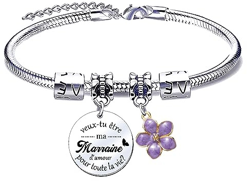 MNBVBV Cadeau Marraine Bracelet Veux-tu devenir ma marraine? | Cadeau Marraine | Annonce Naissance | Annonce Baptême - Demande Marraine | Surprise Marraine - Future Marraine
