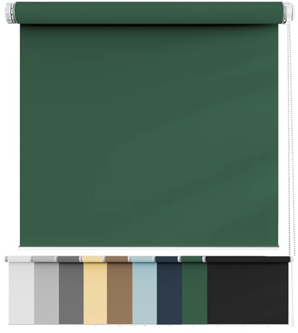 Verdunkelungsrollo 55 x 90 cm, Sichtschutz und Sonnenschutz Blickdicht, Fensterrollo Rollo, inklusive Montagematerial, für Dachfenster, Dunkelgrün