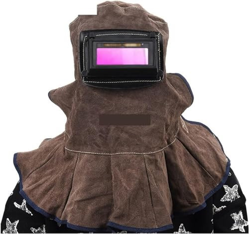 True Color Welding Mask, Svetsmask, Läder Svetsdräkt Läder Svetshjälm Mask Solar Flip Cover Lins Andas Läder Svets Ansiktsmask Huva Svetsare Säkerhetsskydd Hjälm Värme Flambeständig kostym ((Color :