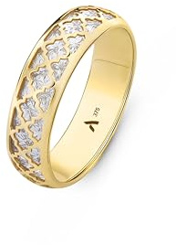 Amberta Allure Women 9ct Gold Diamond Cut Band Ring: Gold Ring Band Size P