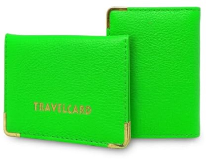 ORCHIDS Unisex Travel Bus Pass Holder – Slim ID, Credit Card & Ticket Wallet Cover Case (Green)
