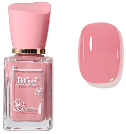 Pink Nail Polish - Pure Pink Quick Dry Nail Varnish - High Glossy Long Lasting & Chip Resistant Pure Color Varnish - Water Based Formula Non-Toxic Nail Varnish for Women Girls