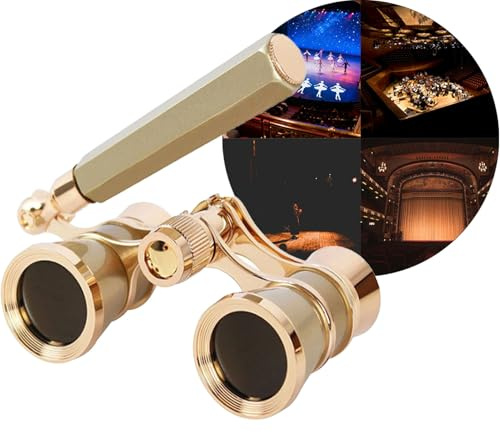 3 x 25 operaglas med handtag och kedja, vintage teaterkikare - kompakt och lätt, den ultimata minikikaren för opera, konserter, Broadway och bio (champagne2)