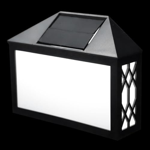 Ipetboom Lámpara Solar para Número de Puerta LED Blanco Luz Exterior Energía Solar Incluye Números y Letras Adhesivas para Casa y Jardín