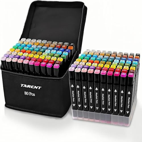 Alcohol Marker Set 80 Pieces - 2.7 g Large Ink Capacity, More Durable than Other Acrylic Pens and Felt Tip Pens Set, Leakage Protection, 2S Quick Drying Double Tip Alcohol Marker for Painting, Design