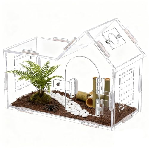 de araña saltarina, Tanque Transparente con Puerta magnética, de alimentación de Reptiles para, tarántulas, Ranas, lagartos, grillos, escarabajos, Caracoles