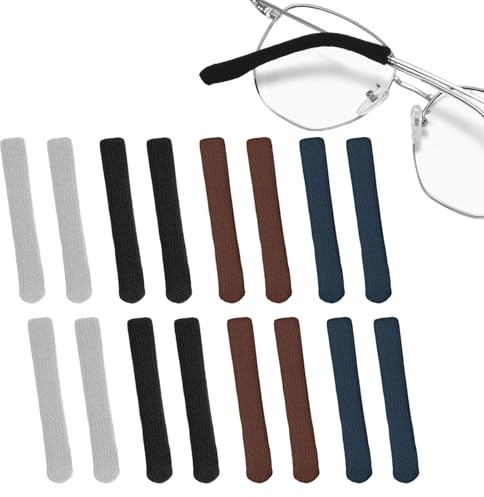Kuugeo Anti Glisse Lunettes, 16 pièces Accessoires Lunettes, Protege Branche Lune tte, Protege Branche Lune tte Oreille, Manchon Bra nche De Lun ette, Convient à plus de 90% des lunettes.