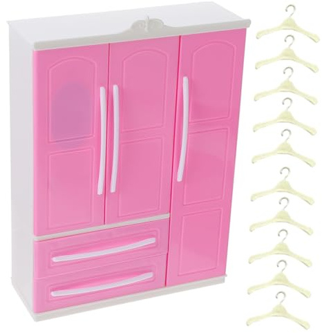 ERINGOGO Armoire pour Vêtements de Poupée Miniature 10 Petits Cintres, Mobilier pour Maison de Poupée, Rangement Compact et Décoratif, Accessoire Ludique pour Jeux D’garçon et Filles