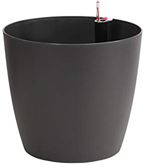 Dehner Macetero Mila con Sistema de autorriego, diámetro de 35 cm, Altura de 30 cm, plástico, Antracita
