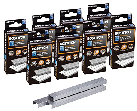 Bostitch Standard Staples, 1/4 Length,Full Strip Staples, 5000 Per Box, 8-Pack