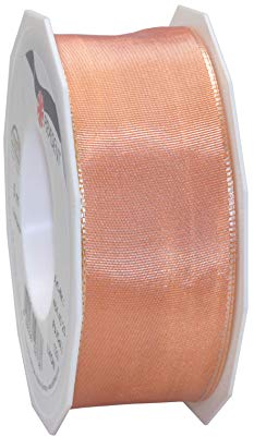 Präsent Lyon Band mit Drahtkante apricot, 25 m Dekoband zum Verzieren & Basteln, 40 mm Breite, leicht biegsames Schleifenband, für Festliche Dekos zu besonderen Anlässen