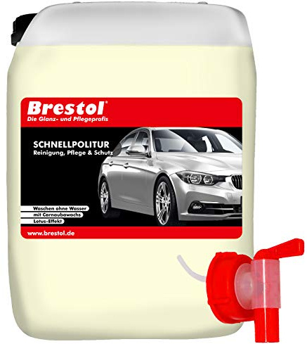 Brestol, lucidante rapido da 10 litri + rubinetto di scarico – lavaggio senza acqua HM10 Ultraclean lucidante diluito per pellicole, cura della vernice lucida