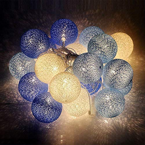 LED Lichterkette Baumwollkugeln mit Stecker, 3,8m 20er Cotton Ball Lichterketten Kugeln Nachtlicht für Weihnachten, Hochzeit, Party, Zimmer, Wohnheim, Innen Deko
