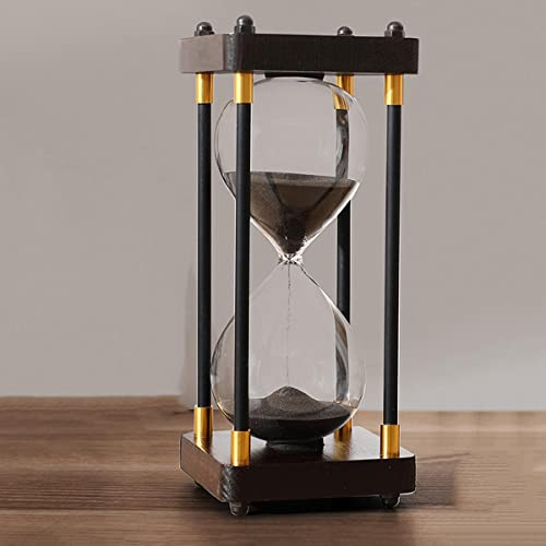 BAWAQAF Clessidra, orologio da 60 minuti, clessidra in legno, timer a clessidra, decorazione della camera, ufficio, cucina, decorazione di compleanno