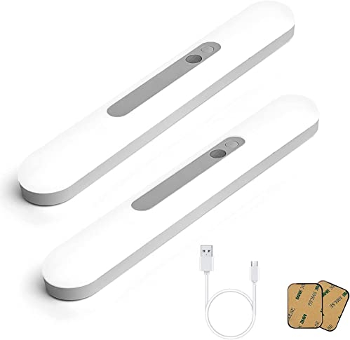 59 LED-sensor ljus skåplampor USB, SAMLAK 30CM LED skåpbelysning med rörelsedetektor, inbyggd lampa kök skåpljus nattlampa för skåp garderob trappor badrum (2 stycken) (Kallt Vitt Ljus)