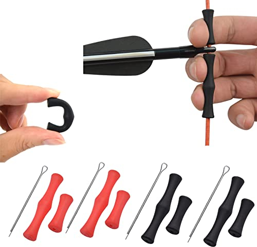 Elong 4 Packungen Bogenschießen Fingerschoner Schießen Jagdbogenschnüre schützen Fingerschutz mit Installationswerkzeug