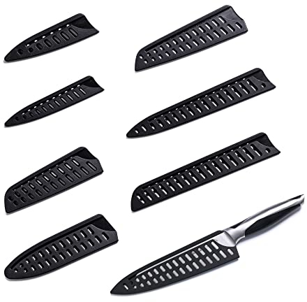 8 Stück Messerschutz Klingenschutz Universal Klingenschützer Kunststoff Messer Schutzhülle für Küchenmesser Schwarz