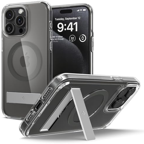 Spigen für iPhone 15 Pro Ultra Hybrid S MagFit All-in-One Hülle mit Ständer Kompatibel mit MagSafe Handyhülle Case Schutzhülle -Graphite