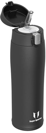 Super Sparrow Gourde Isotherme avec Paille - INOX Bouteille Isotherme - 350ml - Mug Isotherme Étanche - Gourde Enfant sans BPA, pour Sport, Voyages, L'école, Bureau