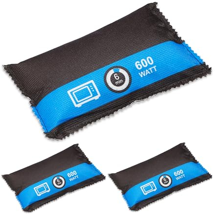 Relaxdays Sacchetto Deumidificatore per Auto, Set 3 Bustine Assorbi umidità, Riutilizzabile, Antiappannamento, Nero Blu