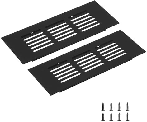 sourcing map Rectangle Ventilation Grille 150x60mm/6x2 Black | Aluminum Alloy Mesh,Air Vent Cover,Louvered Ventilation Cover,with Mounting Screws for Cabinet Shoe Closet