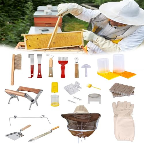 Imkerei-Werkzeugset, Imker Werkzeug Set Imker Einsteiger Set,Imker Zubehör,Imkereibedarf Zubehör,Imkerbedarf,Bienenzucht-Starter-Set,Imkerei-Werkzeuge und Zubehör, für Imkereibedarf,Starterset