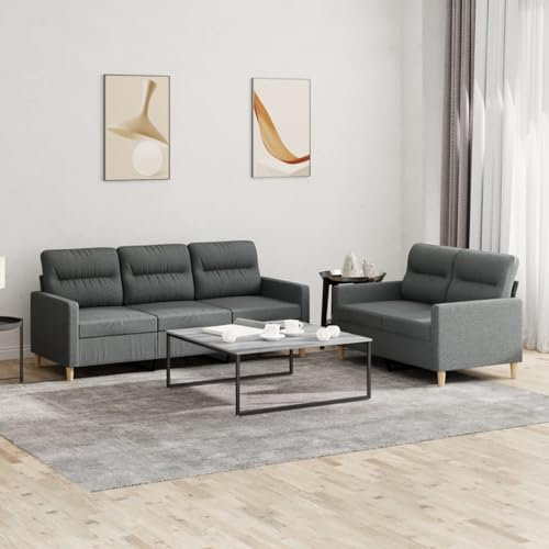 ShGaxin Soffgrupp med kuddar 2 stycken mörkgrå tyg, vardagsrumssoffor, hemsoffa, vardagsrumsmöbler, relaxsoffa, modern soffa - 3201601