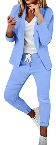 RLEHJN Women's Trouser Suits Slim Fit 2 Piece Suits & Blazers Long Slevee Jacket Smart Trousers Sets Elegant Work Business Pants Suit Casual Solid Color Formal Suit Party Office Outerwear