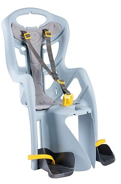 Bellelli | Pepe - Seggiolino Posteriore per Bicicletta - per Bambini Fino a 22 kg, da 3 a 8 Anni - Si Fissa al Portapacchi - Colore Ice Blue Grey