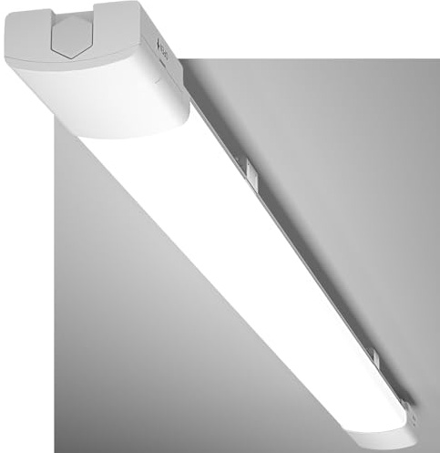 Modlicht LED Feuchtraumleuchte 90CM mit 30W 5000k Kaltlweiß 3350Lumen, Ultraslim Deckenleuchte Feuchtraum Flach Wasserfest IP65 Wannenleuchte Werkstattlampe für Keller Garage, Weiß