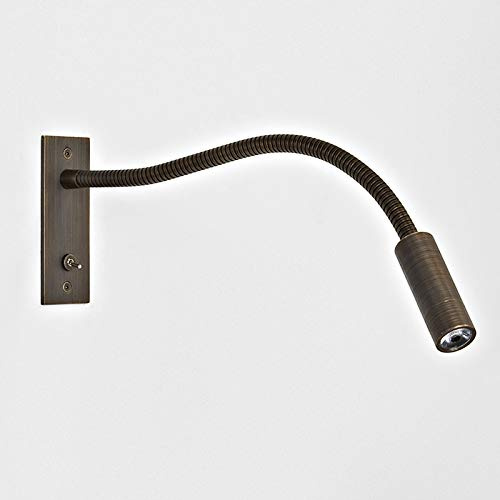 Gooseneck Spotlight Lamp, Chrome Wall Mounted Reading Light with Switch, 360 Rotatable Flexible Bedside Light for Bedroom