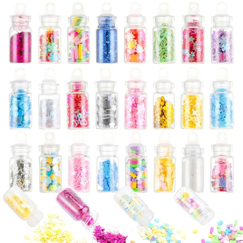 metagio 24 Farben Mini Glitzerpulver Set, Chunky Glitter Glitzer Pulver Glitzerpuder Zum Basteln für Make-up, Karten, Nagelkunst, Party, DIY