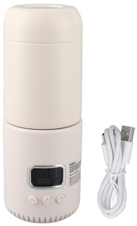 Qudinip Bollitore Elettrico da Viaggio, Bottiglia D'acqua Portatile con Riscaldamento Senza Fili con Controllo della Temperatura per Latte Caldo, Bollitore Elettrico da 400 Ml per Uso