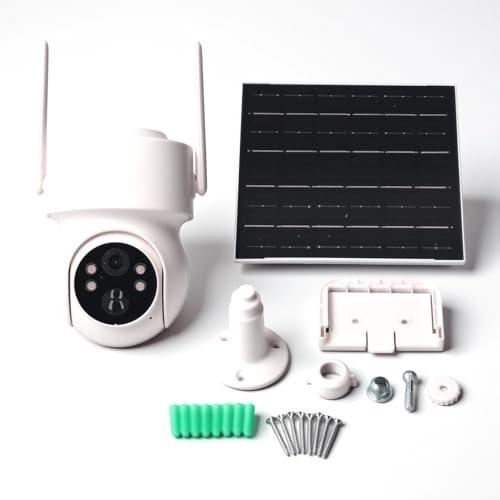 BONKZEBU Telecamera di Sicurezza Solare 4 MP, Vista a 360 Gradi Panoramica a 355° Inclinazione a 90° AI Rilevamento del Movimento Umano Visione Notturna a Colori Comunicazione