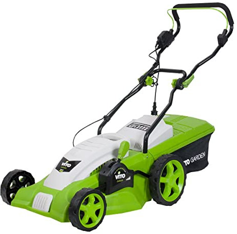 Cortacésped eléctrico vitogarden – 1800 W motor inducción – Copa 42 cm – 3 alturas de corte – Bandeja 50L