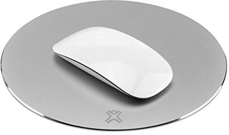 Xtrememac - Rundes Office Mousepad aus Aluminium, Anti-Rutsch-Beschichtung, Extrem strapazierfähig & gleitfähig, Mauspad zum Arbeiten, Studieren, Browsen, Gaming, Mouse Zubehör, Mouse Pad - Silber